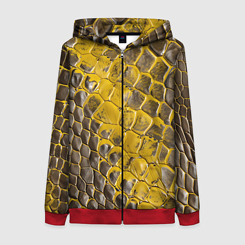 Женская толстовка на молнии Красивая кожа змеи / 3D-Красный – фото 1