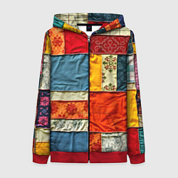 Женская толстовка на молнии Пэчворк из ярких тканей