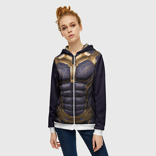 Женская толстовка на молнии Костюм Таноса из мстителей / 3D-Белый – фото 3