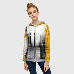 Толстовка на молнии женская Жёлто-чёрный гранж на белом фоне, цвет: 3D-меланж — фото 2