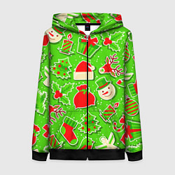 Женская толстовка на молнии Новогоднее настроение паттерн