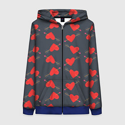 Толстовка на молнии женская Сердце со стрелой, цвет: 3D-синий