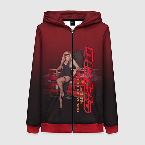 Женская толстовка на молнии Lamborghini Diablo / 3D-Красный – фото 1
