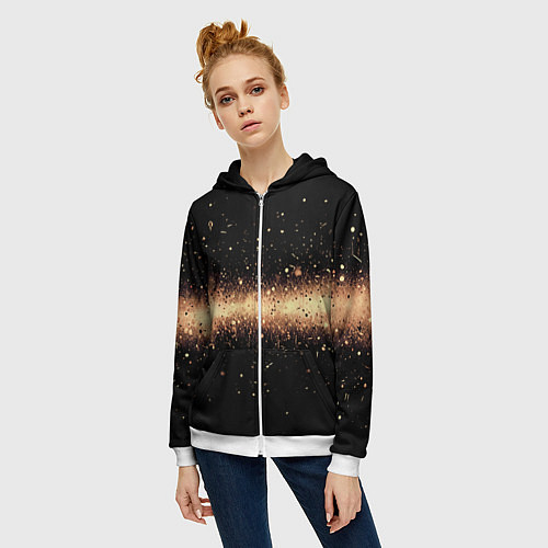 Женская толстовка на молнии Огненные искры на черном / 3D-Белый – фото 3