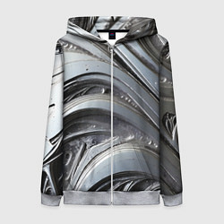 Толстовка на молнии женская Полированный серебряный металл, цвет: 3D-меланж
