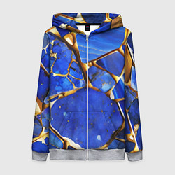 Толстовка на молнии женская A gold mineral in a blue stone, цвет: 3D-меланж
