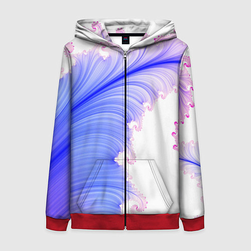 Женская толстовка на молнии Узоры неон фрактал / 3D-Красный – фото 1