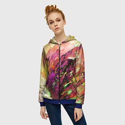 Толстовка на молнии женская Красно-жёлтая абстракция, цвет: 3D-синий — фото 2
