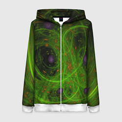 Толстовка на молнии женская Зелёный дым абстракция, цвет: 3D-белый