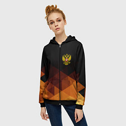 Толстовка на молнии женская Герб России геометрия, цвет: 3D-черный — фото 2