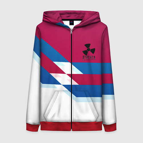 Женская толстовка на молнии Stalker geometry / 3D-Красный – фото 1