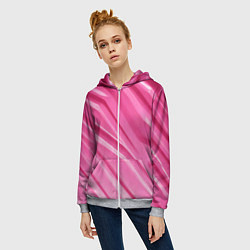 Толстовка на молнии женская Розовый пластик, цвет: 3D-меланж — фото 2