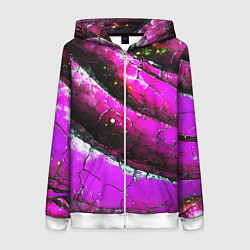 Толстовка на молнии женская Розовая волнистая абстракция, цвет: 3D-белый