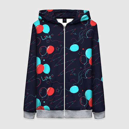 Женская толстовка на молнии Воздушные шары для праздника / 3D-Меланж – фото 1
