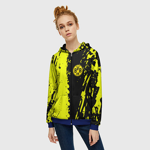 Женская толстовка на молнии Borussia краски текстура / 3D-Синий – фото 3