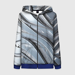 Толстовка на молнии женская Полированный металл серебряный, цвет: 3D-синий