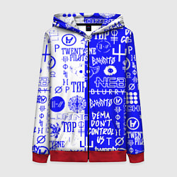 Толстовка на молнии женская Twenty one pilots лого, цвет: 3D-красный