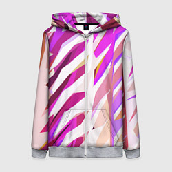 Толстовка на молнии женская Бело-розовая абстракция, цвет: 3D-меланж