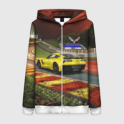Женская толстовка на молнии Chevrolet Corvette на гоночной трассе