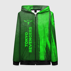 Толстовка на молнии женская Tokyo Revengers - green gradient по-вертикали, цвет: 3D-черный