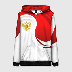 Женская толстовка на молнии Россия - красный и белый