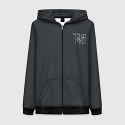 Толстовка на молнии женская Таня вязью - белая надпись, цвет: 3D-черный