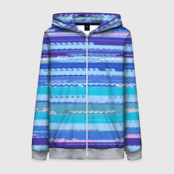 Толстовка на молнии женская Морской сине-голубой абстрактные полосы, цвет: 3D-меланж