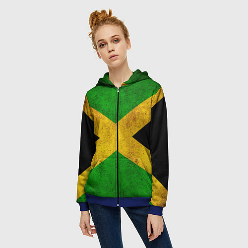 Женская толстовка на молнии Jamaica flag / 3D-Синий – фото 3