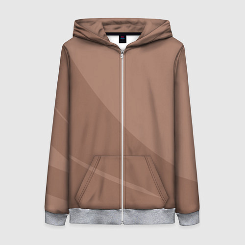 Женская толстовка на молнии Мокко Мусс однотонный с полосой / 3D-Меланж – фото 1