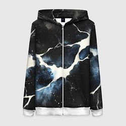 Толстовка на молнии женская Разлом плит в виде молнии, цвет: 3D-белый