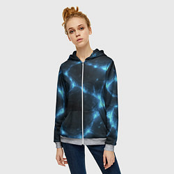 Толстовка на молнии женская Синий свет из черной плиты, цвет: 3D-меланж — фото 2