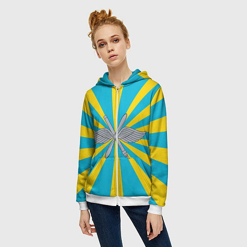 Женская толстовка на молнии Военно-воздушные силы / 3D-Белый – фото 3