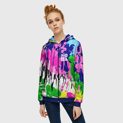 Женская толстовка на молнии Colorful abstraction - aloha / 3D-Синий – фото 3