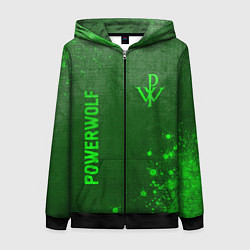 Толстовка на молнии женская Powerwolf - green gradient вертикально, цвет: 3D-черный