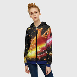 Толстовка на молнии женская Динамичная краска текстура, цвет: 3D-синий — фото 2