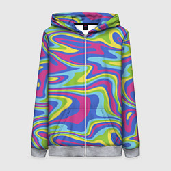 Толстовка на молнии женская Разноцветная абстракция волны, цвет: 3D-меланж
