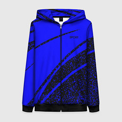 Женская толстовка на молнии Sport чёрно-синий ультрамарин в крапинку