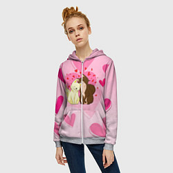 Толстовка на молнии женская Любовь мурчащая, цвет: 3D-меланж — фото 2