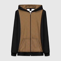 Женская толстовка на молнии Чёрный с коричневым в горошек