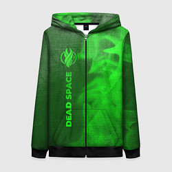 Толстовка на молнии женская Dead Space - green gradient по-вертикали, цвет: 3D-черный