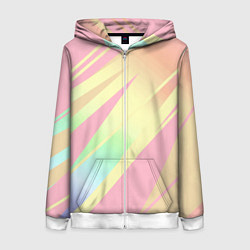 Толстовка на молнии женская Нежный розовый абстрактный, цвет: 3D-белый