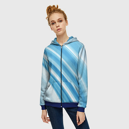 Женская толстовка на молнии Акварель / 3D-Синий – фото 3