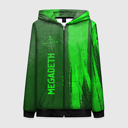 Толстовка на молнии женская Megadeth - green gradient по-вертикали, цвет: 3D-черный