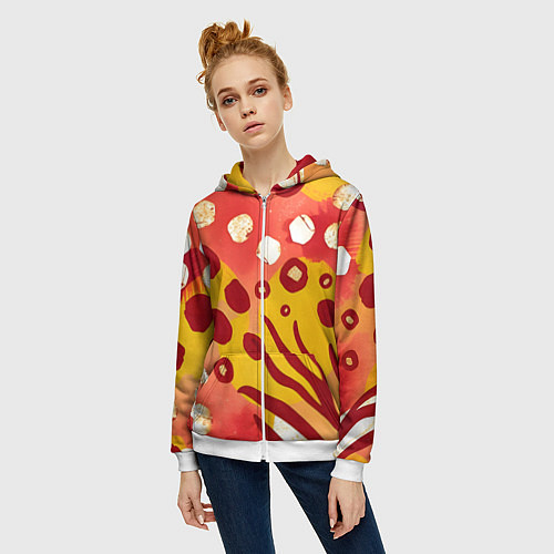 Женская толстовка на молнии Африканский паттерн / 3D-Белый – фото 3