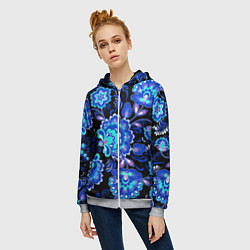 Толстовка на молнии женская Хохлома негатив, цвет: 3D-меланж — фото 2