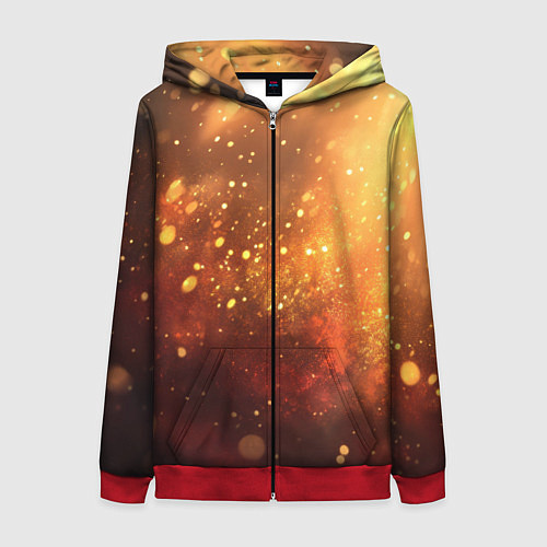 Женская толстовка на молнии Золотая блестящая текстура / 3D-Красный – фото 1