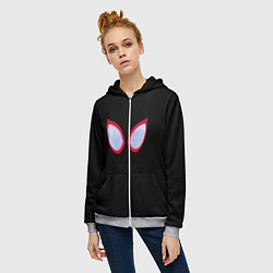 Толстовка на молнии женская Человек паук глаза, цвет: 3D-меланж — фото 2