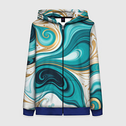 Толстовка на молнии женская Бирюза и золото, цвет: 3D-синий