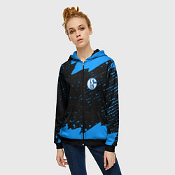 Толстовка на молнии женская Schalke 04 fc blue color, цвет: 3D-черный — фото 2