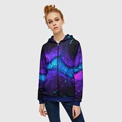 Толстовка на молнии женская Синяя звездная полоса в плите текстура, цвет: 3D-синий — фото 2